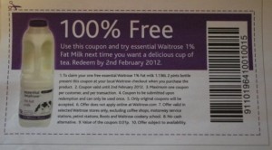 Free Waitrose 1 Fat Milk