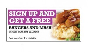 Free Sausage & Mash Meal Free Sausage Mash Meal 300x181 Free Sausage & Mash Meal