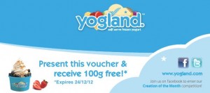 Free 100g Yogland Frozen Yogurt – London Only