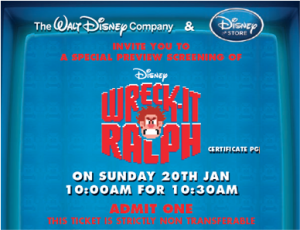 Free Cinema Tickets to Disney’s ‘Wreck-It Ralph’