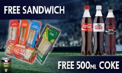 Free 500ml Coca-Cola and Free Sandwich