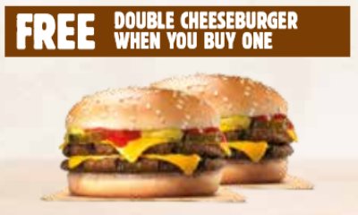 Free Double Cheese Burger from Burger King