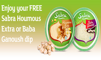 Free Sabra Houmous Extra or Baba Ganoush Dip