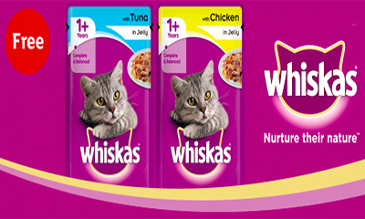 Free Whiskas Jelly Tuna or Chicken Pouch