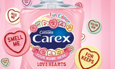 Free Personalised Bottles of Carex Love Hearts Hand Wash