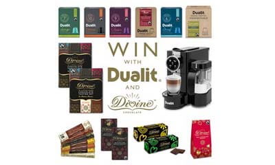 Win a Dualit Coffee Machine, Capsules & Chocolate Hamper