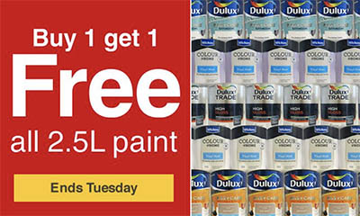 Buy 1 Get 1 Free on all 2.5L Paint at Wickes