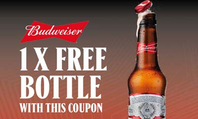 Free 660ml Bottle of Budweiser