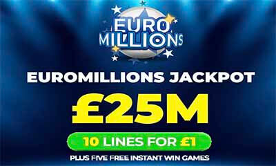 £25M Euromillions Jackpot – 20 Lines for £2* – HURRY