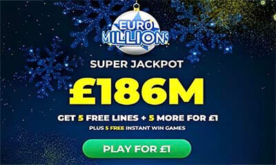 Free EuroMillions Tickets – £186m Super Jackpot!