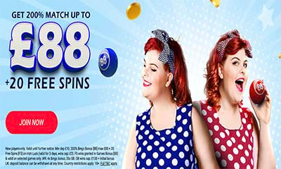 Get 200% Match Up to £88 + 20 Free Spins