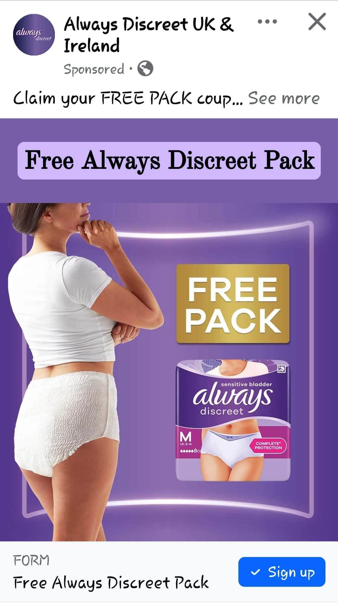 Free-Always-Discreet-Pack-UK Free Always Discreet Sample Pack