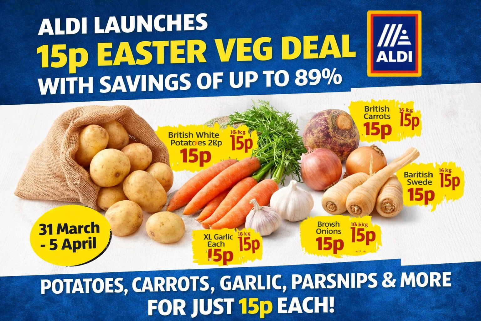 15p Aldi Launches 15p Easter Veg Deal with Savings of Up to 89%