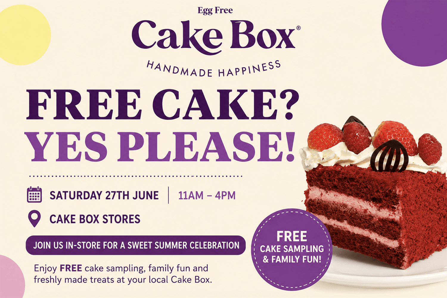 Free Cakes & Treats at Cake Box