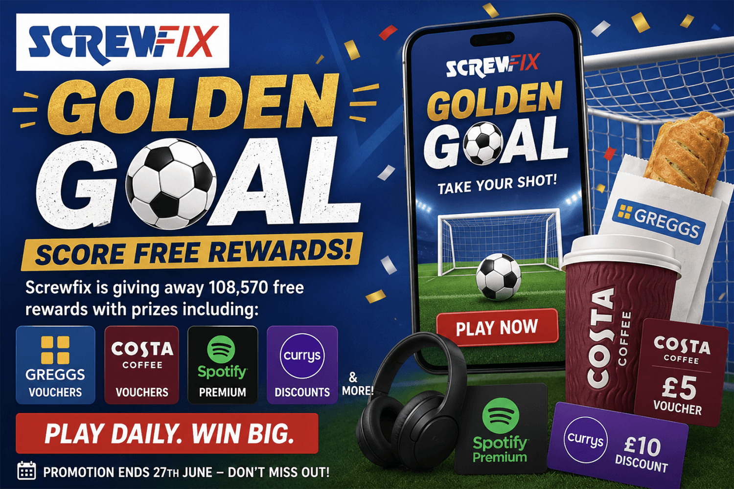 Free Greggs Sausage Roll, £5 Costa Voucher & More