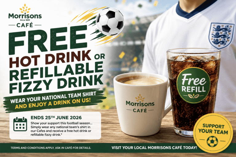 Free Hot Drink Or Refillable Fizzy Drink