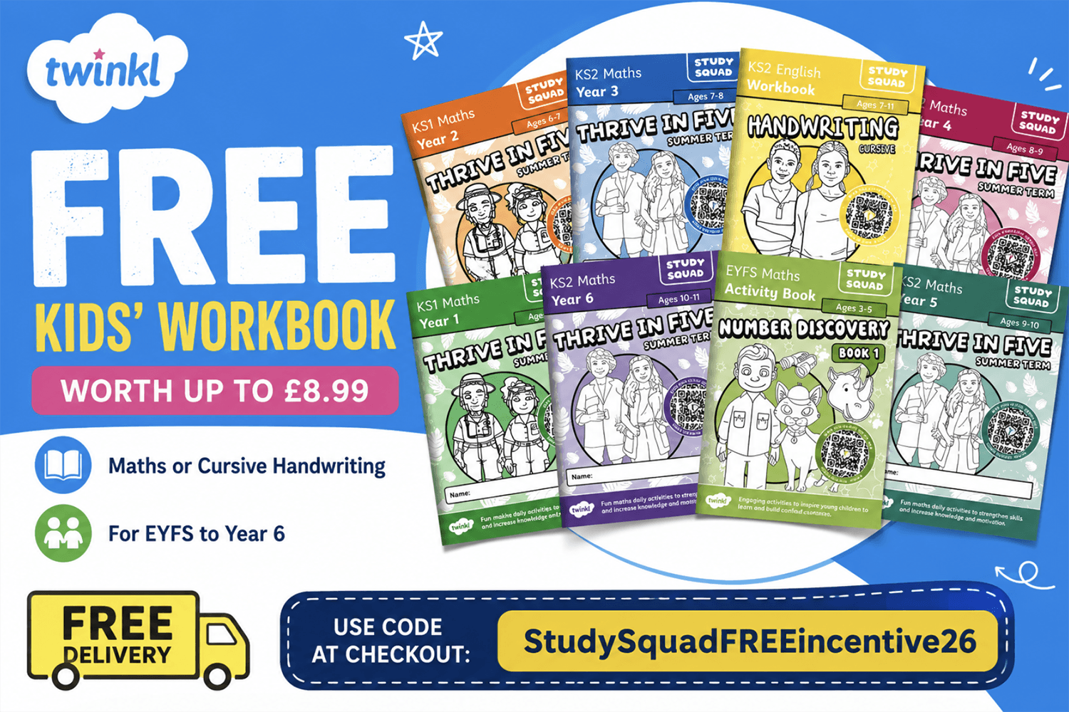 Free Twinkl Kids’ Workbook (Worth Up to £8.99)
