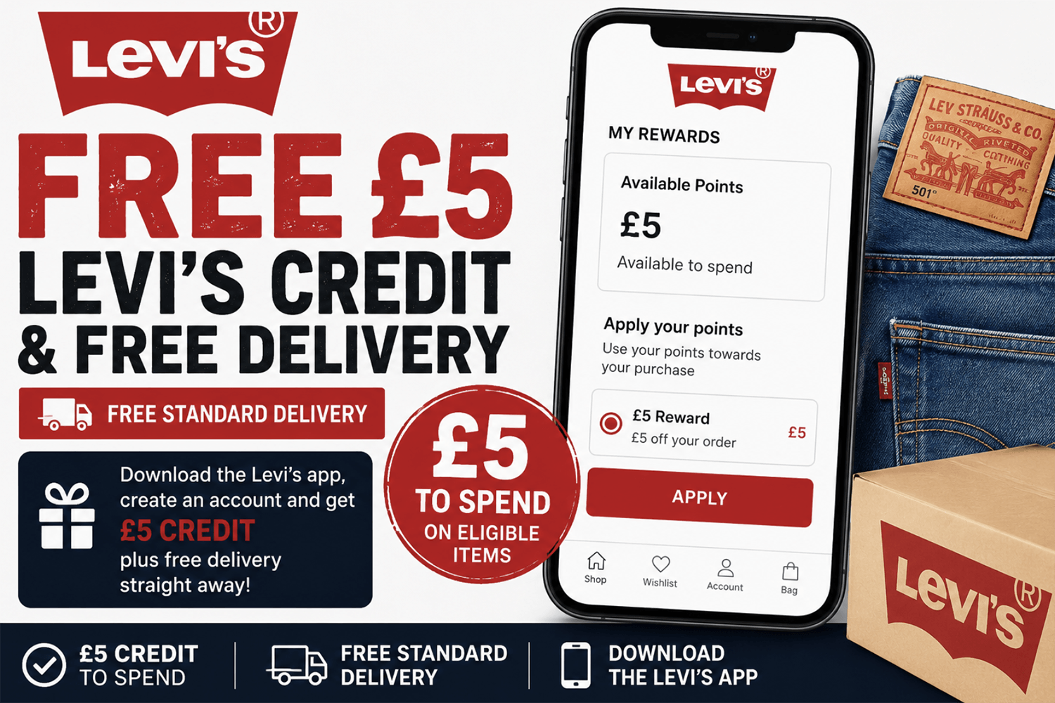 Free £5 Levi’s Credit & Free Delivery