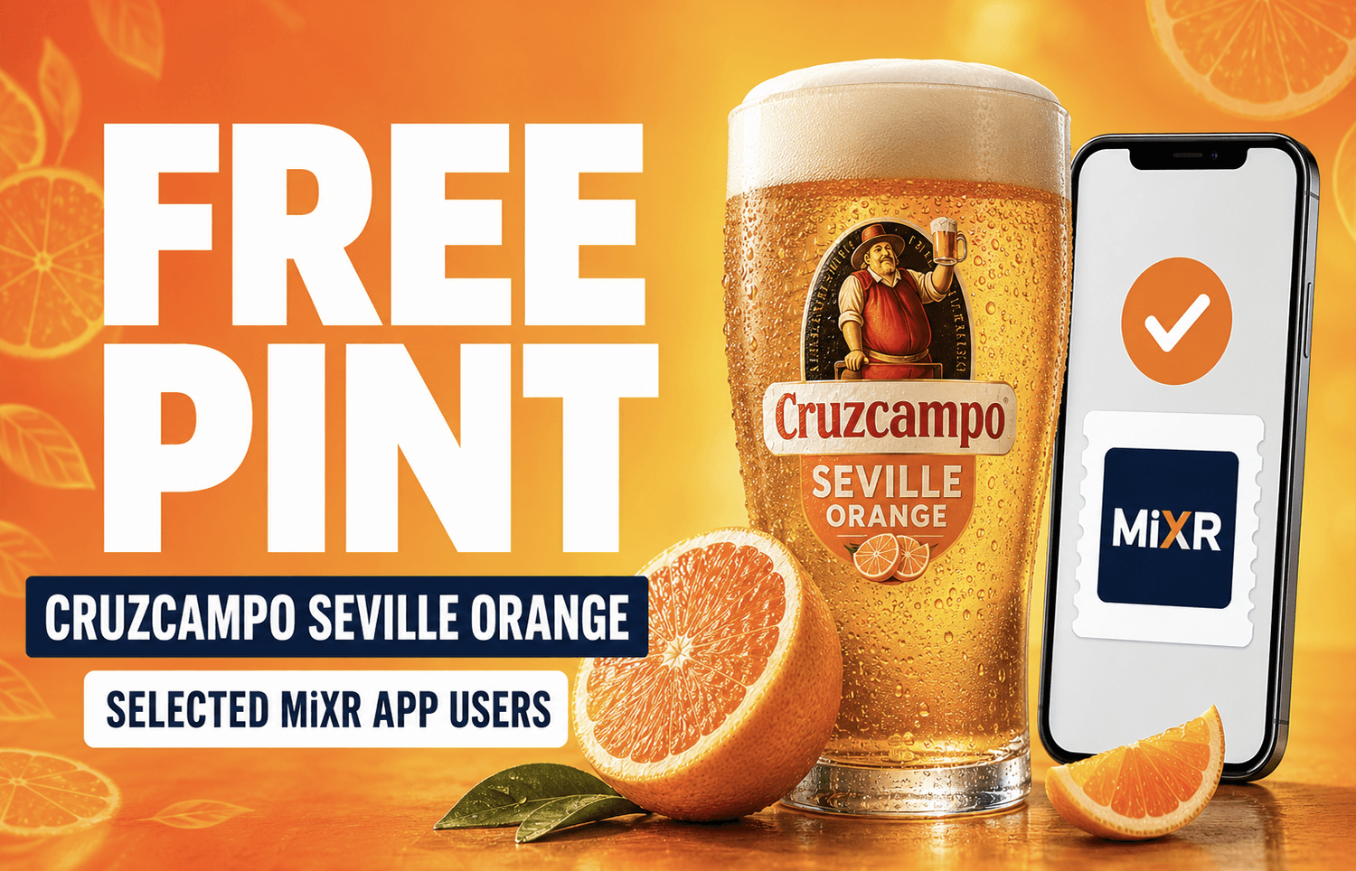 Free Pint of Cruzcampo Seville Orange