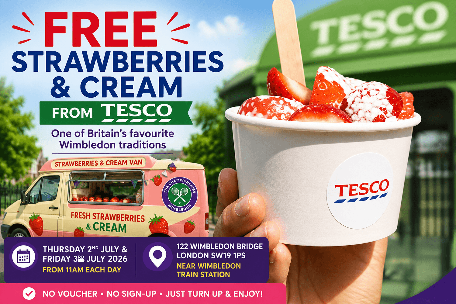 Free Strawberries and Cream from Tesco