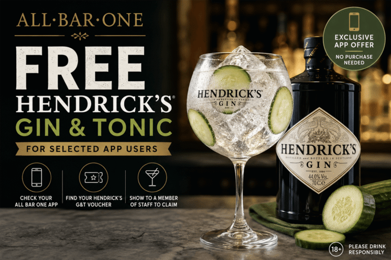 Free Hendrick's Gin & Tonic at All Bar One