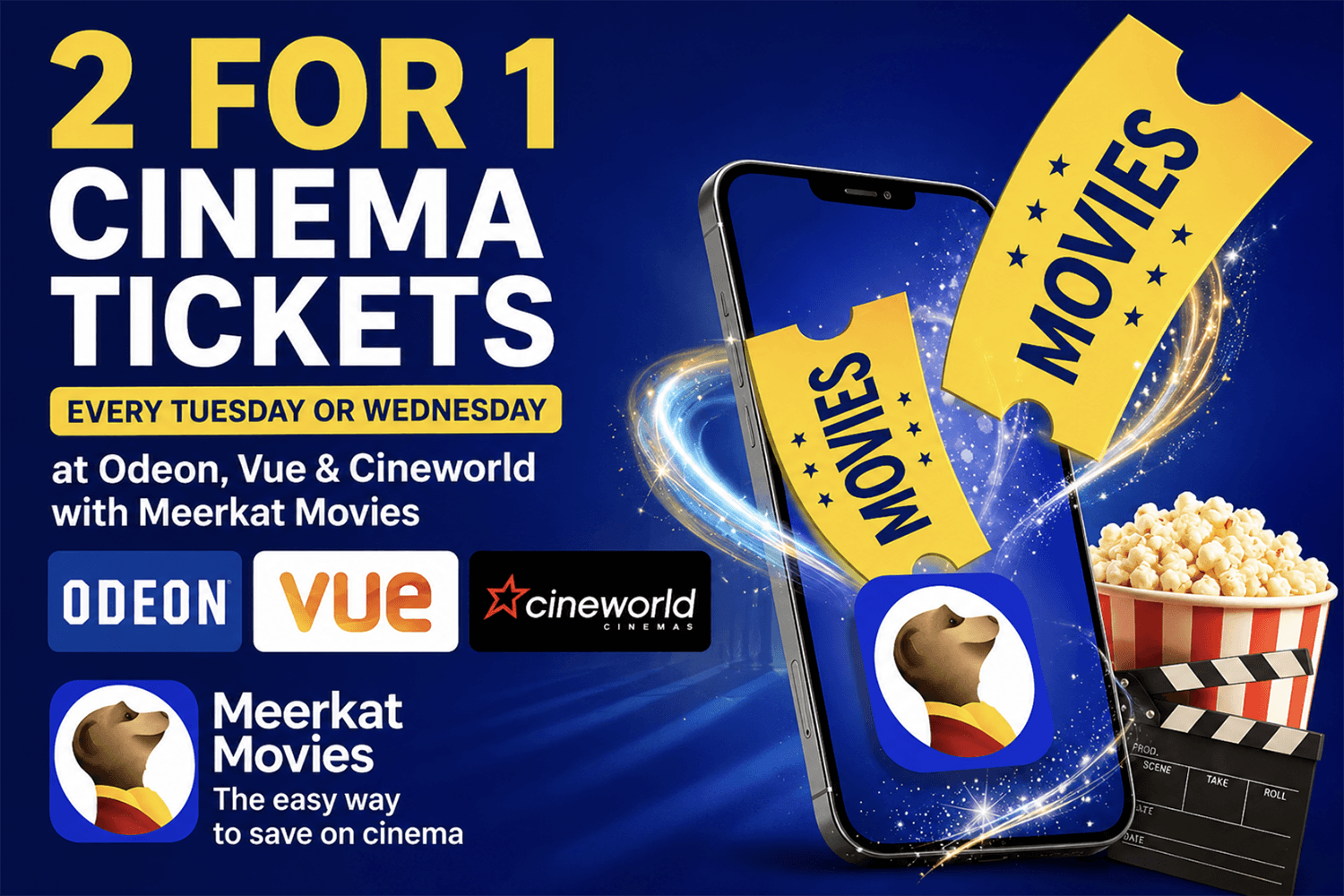 Free Odeon, Vue & Cineworld 2 For 1 Cinema Tickets