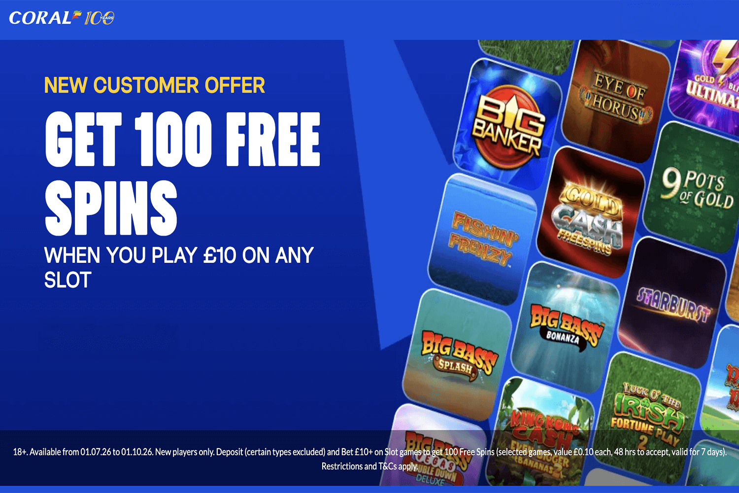 100 Free Spins at Coral