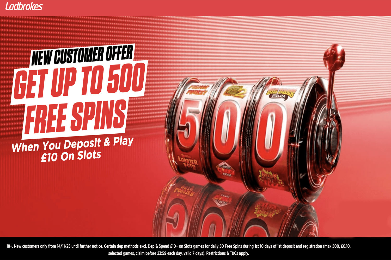 500 Free Spins at Ladbrokes
