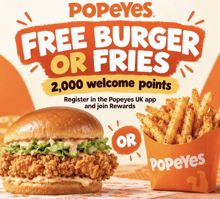 Free Burger or Fries at Popeyes